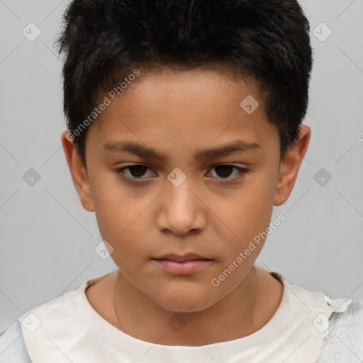 Neutral white child male with short  brown hair and brown eyes