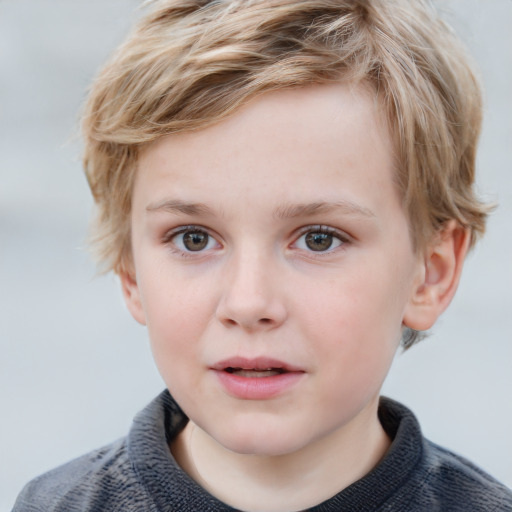 Neutral white child female with short  brown hair and blue eyes