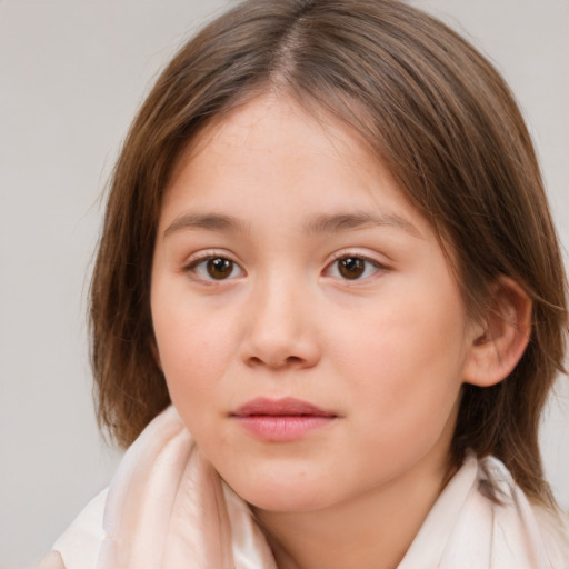 Neutral white child female with medium  brown hair and brown eyes