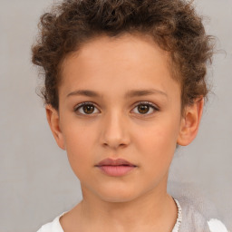 Neutral white child female with short  brown hair and brown eyes