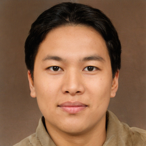 Neutral asian young-adult male with medium  brown hair and brown eyes