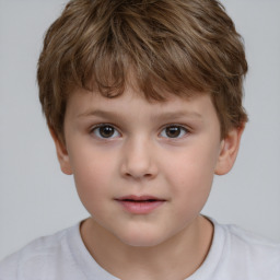 Neutral white child male with short  brown hair and brown eyes