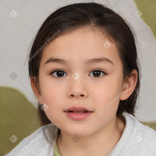 Neutral white child female with medium  brown hair and brown eyes