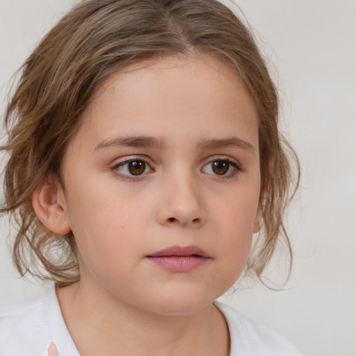 Neutral white child female with medium  brown hair and brown eyes