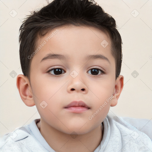 Neutral white child male with short  brown hair and brown eyes