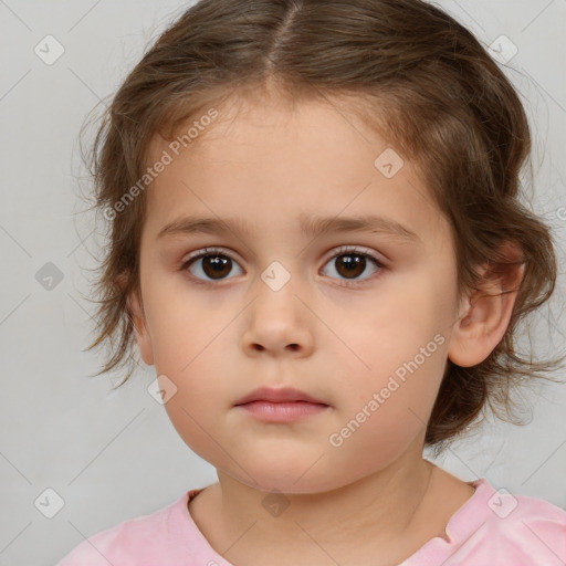 Neutral white child female with medium  brown hair and brown eyes