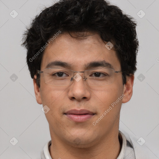 Neutral asian young-adult male with short  brown hair and brown eyes