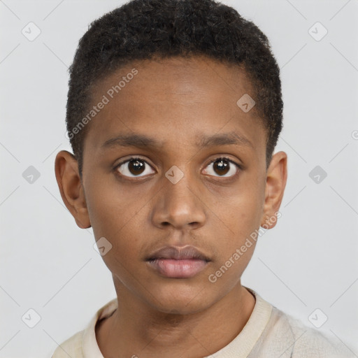 Neutral black young-adult male with short  brown hair and brown eyes