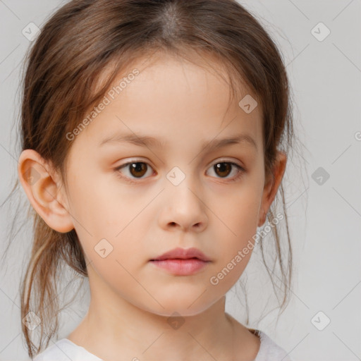 Neutral white child female with medium  brown hair and brown eyes