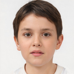 Neutral white child female with short  brown hair and brown eyes