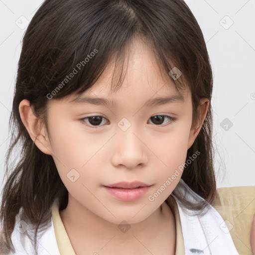 Neutral white child female with medium  brown hair and brown eyes