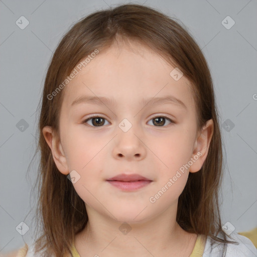 Neutral white child female with medium  brown hair and brown eyes