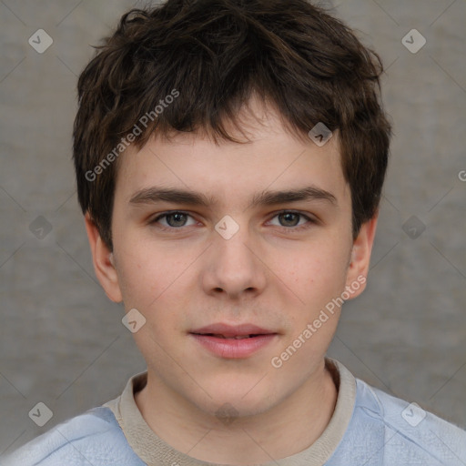 Neutral white child male with short  brown hair and brown eyes