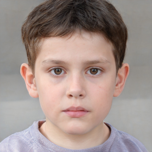 Neutral white child male with short  brown hair and brown eyes