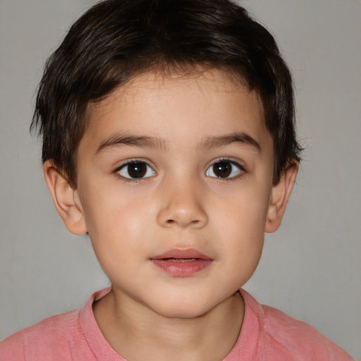 Neutral white child male with short  brown hair and brown eyes