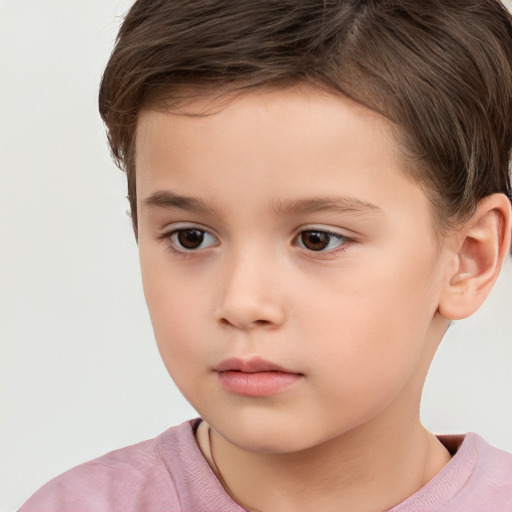 Neutral white child female with short  brown hair and brown eyes