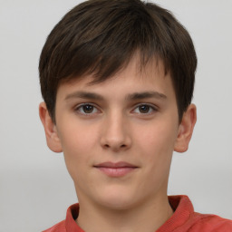 Neutral white child male with short  brown hair and brown eyes