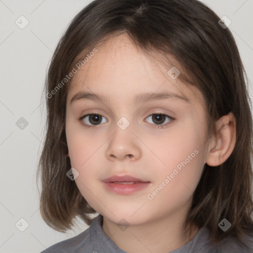 Neutral white child female with medium  brown hair and brown eyes