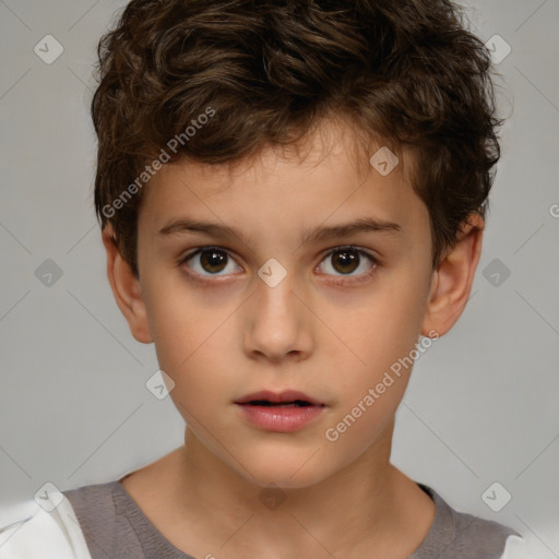 Neutral white child male with short  brown hair and brown eyes