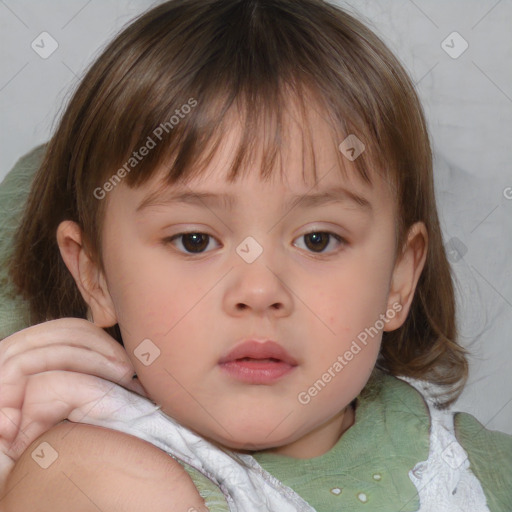 Neutral white child female with medium  brown hair and brown eyes