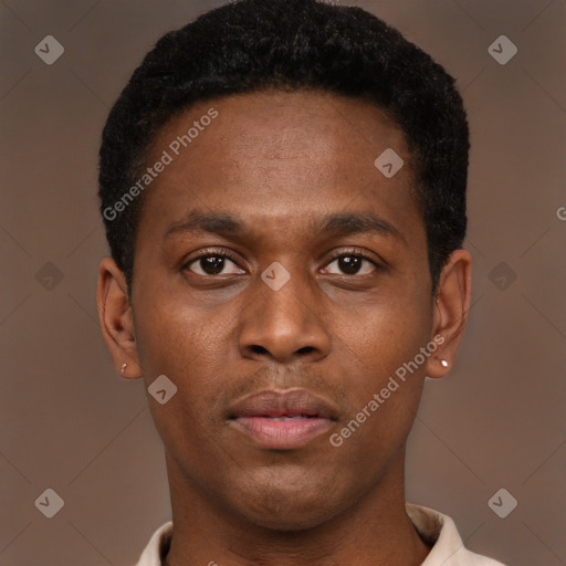 Neutral latino young-adult male with short  brown hair and brown eyes