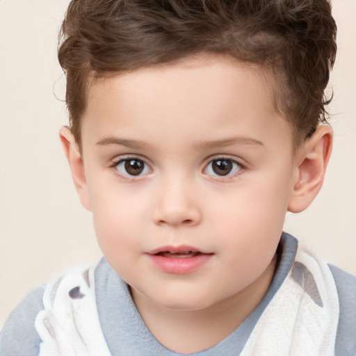 Neutral white child male with short  brown hair and brown eyes