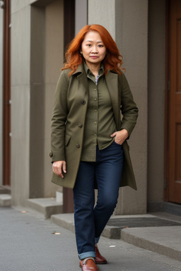 Indonesian middle-aged female with  ginger hair