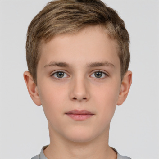 Neutral white child male with short  brown hair and brown eyes