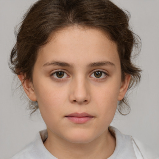 Neutral white child female with medium  brown hair and brown eyes