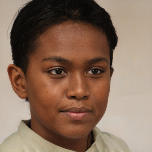 Neutral black young-adult female with short  brown hair and brown eyes
