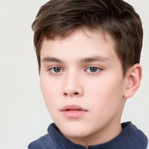 Neutral white child male with short  brown hair and brown eyes