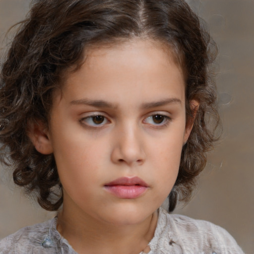 Neutral white child female with medium  brown hair and brown eyes