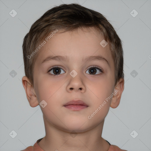 Neutral white child male with short  brown hair and brown eyes