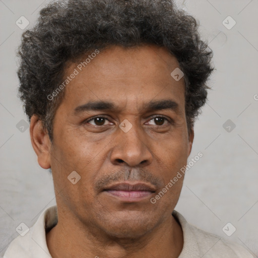 Neutral latino adult male with short  brown hair and brown eyes