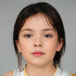 Neutral white child female with medium  brown hair and brown eyes