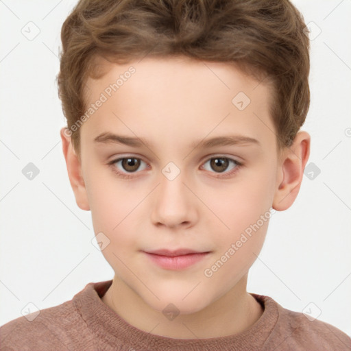 Neutral white child male with short  brown hair and brown eyes