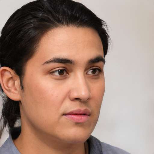 Neutral white young-adult male with medium  brown hair and brown eyes