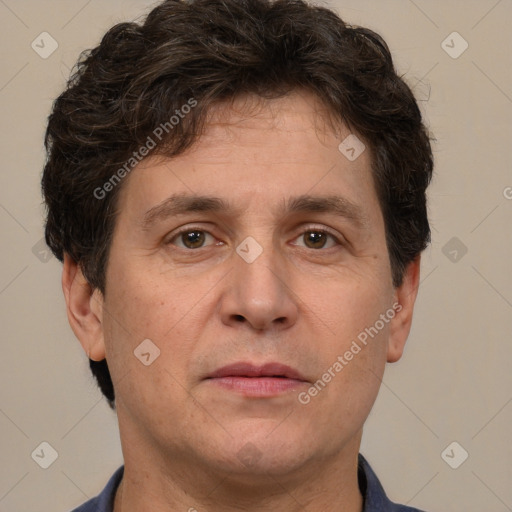 Neutral white adult male with short  brown hair and brown eyes