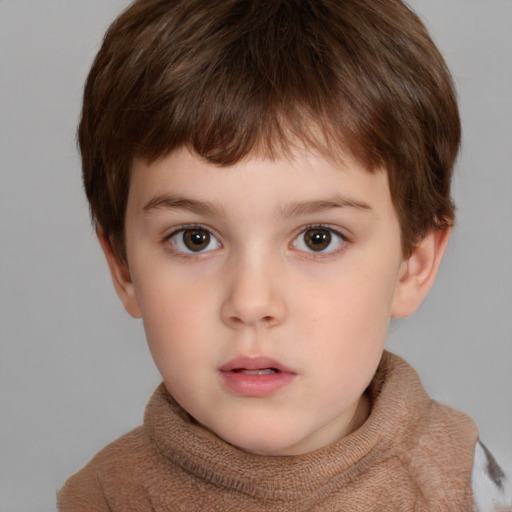 Neutral white child male with short  brown hair and brown eyes