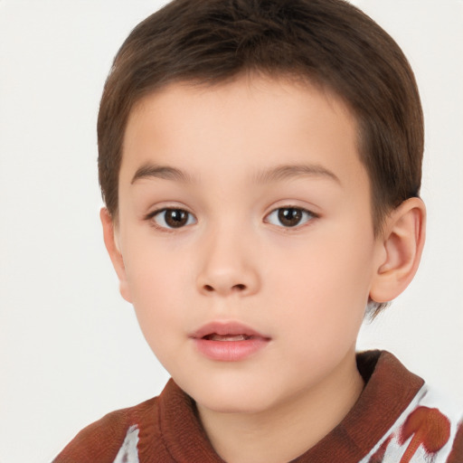 Neutral white child male with short  brown hair and brown eyes