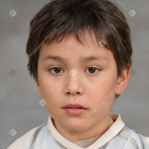 Neutral white child male with short  brown hair and brown eyes