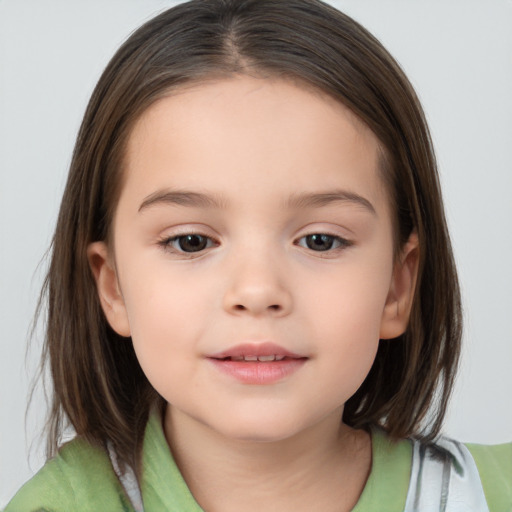 Neutral white child female with medium  brown hair and brown eyes