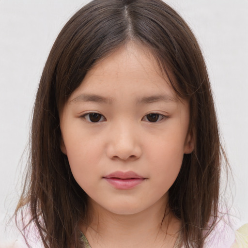 Neutral white child female with medium  brown hair and brown eyes