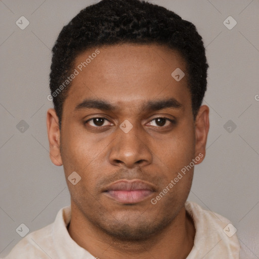 Neutral latino young-adult male with short  brown hair and brown eyes