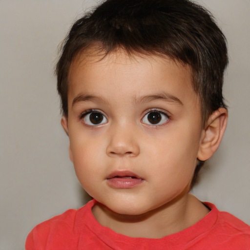 Neutral white child male with short  brown hair and brown eyes