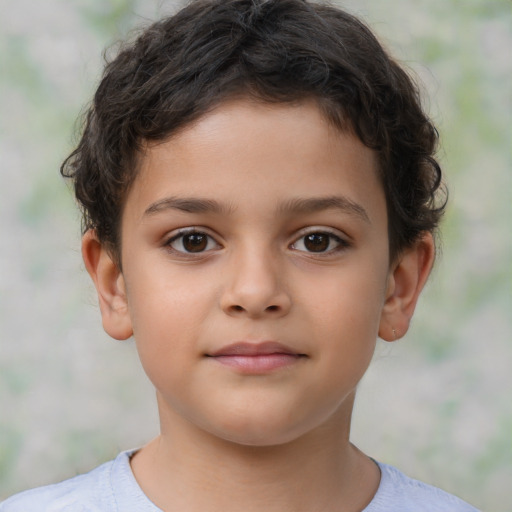 Neutral white child male with short  brown hair and brown eyes