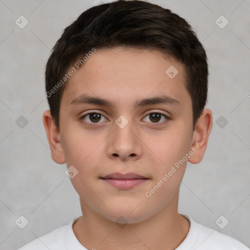 Neutral white child male with short  brown hair and brown eyes