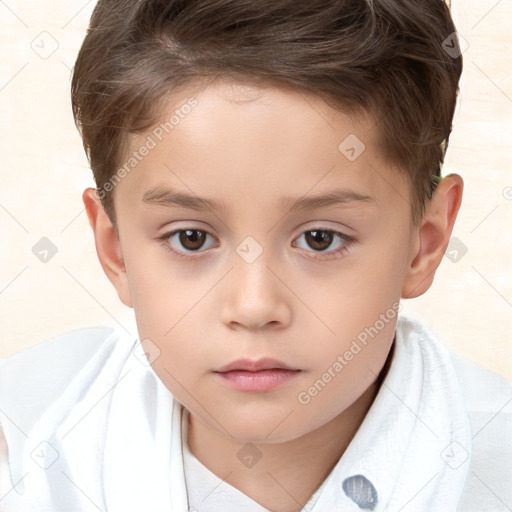 Neutral white child male with short  brown hair and brown eyes