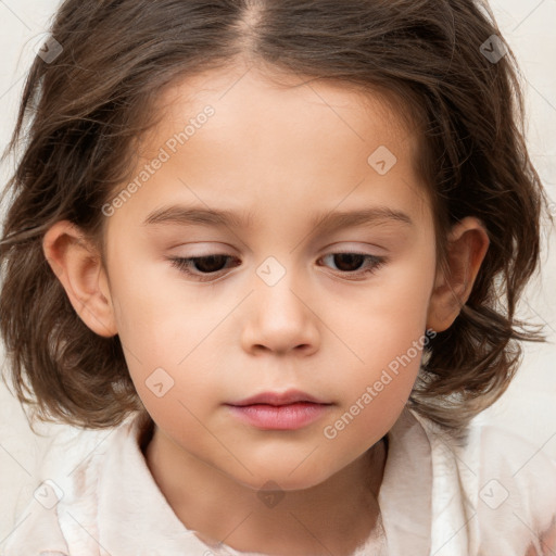 Neutral white child female with medium  brown hair and brown eyes