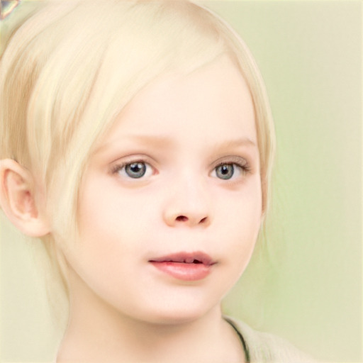 Neutral white child female with short  brown hair and blue eyes